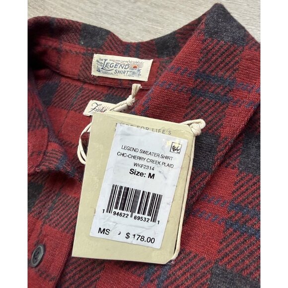 Faherty Women’s Medium Cherry Creek Red Paid Button Up Legend Sweater Shirt NEW - Picture 5 of 8